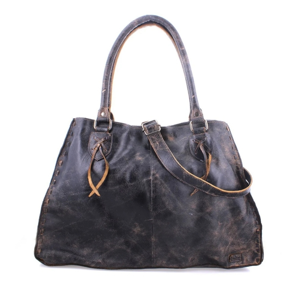 NWT Bedstu Rockaway Leather Tote Bag In Distressed Black, Black Lux Color